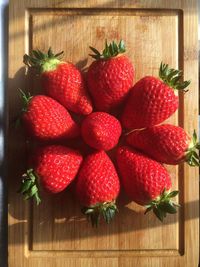 Close-up of strawberries on table