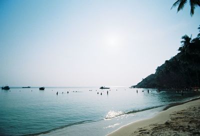 Scenic view of beach against clear sky