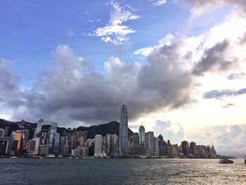 City skyline at dusk