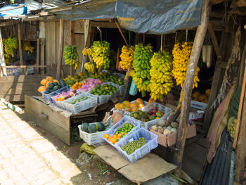 Various fruits for sale at market stall