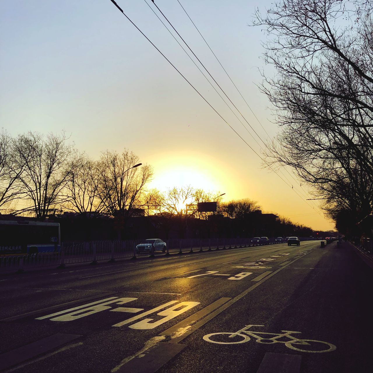 VIEW OF ROAD AT SUNSET