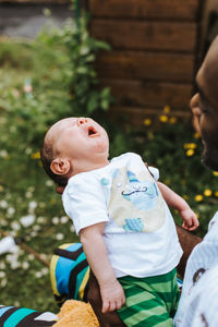 Father with newborn baby