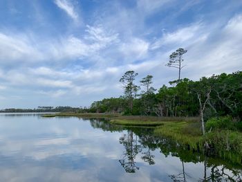 Scenic view of ocean against sky croatan national forest outer banks north carolina 