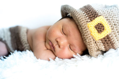 Close-up portrait of baby sleeping
