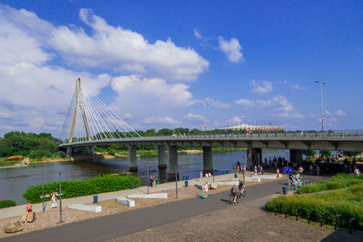 Bridge over river against sky