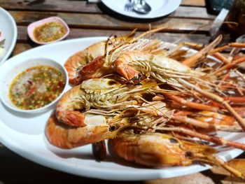 Close-up of seafood in plate