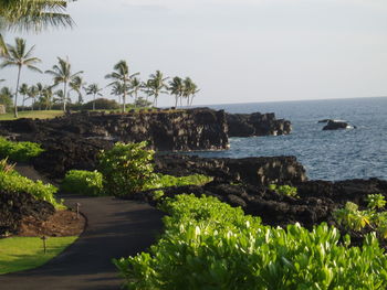 Scenic view of sea against clear sky