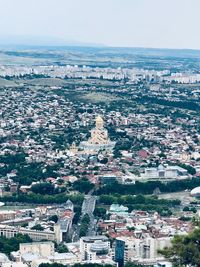 High angle view of buildings in city