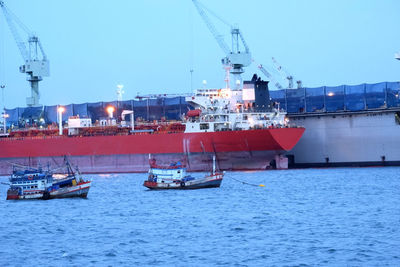 Ship in sea against sky