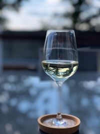 Close-up of wine glass on table