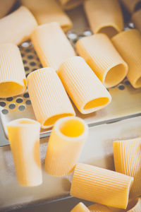 High angle view of pasta on machinery