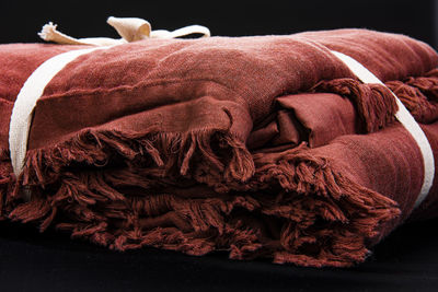 Close-up of stuffed toy against black background