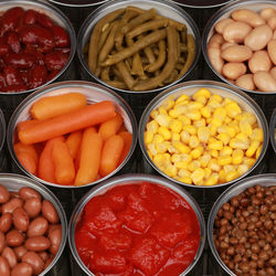 High angle view of fruits in container