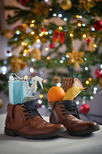 Close-up of christmas decoration on tree