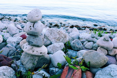 Rock sculpture by water