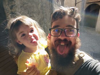 Portrait of smiling girl with woman