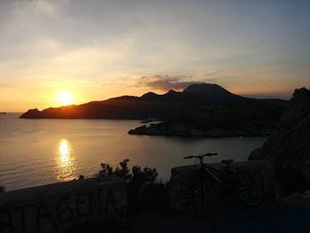Scenic view of sunset over sea