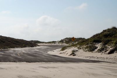 Scenic view of land against sky