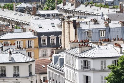 High angle view of buildings in town