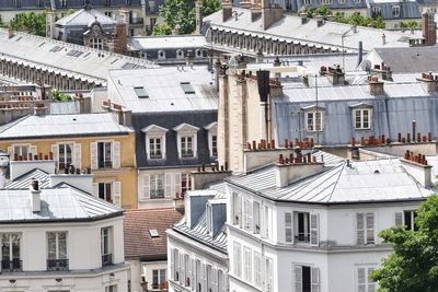 High angle view of buildings in town