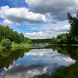 Scenic view of lake against sky