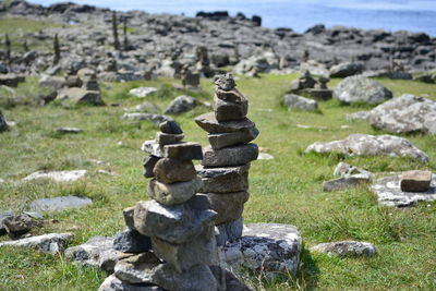 Stack of pebbles on rocks