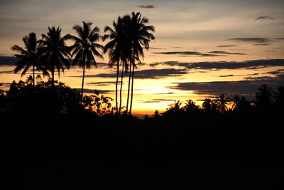 Silhouette palm trees against sky during sunset