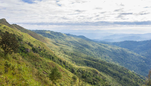 Scenic view of mountains against sky