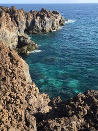 High angle view of sea against sky