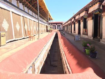 Narrow alley along buildings