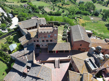 Aerial view of the castle in the medieval town of certaldo in tuscany