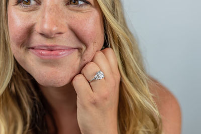 Close-up portrait of smiling woman