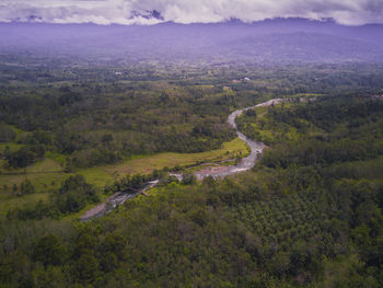 High angle view of landscape against sky