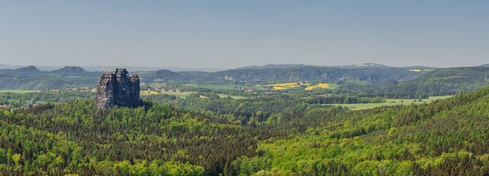 Scenic view of landscape against clear sky