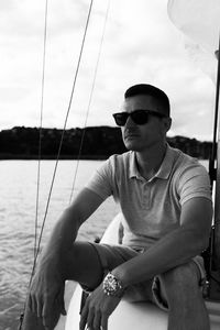 Portrait of a young man wearing sunglasses