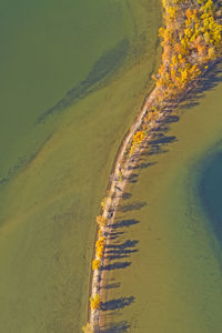 High angle view of road by sea