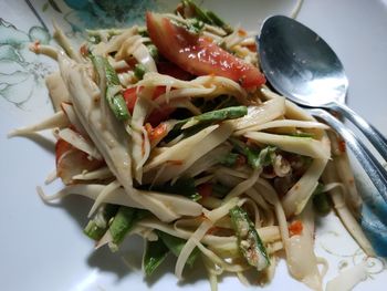 Close-up of salad served in plate