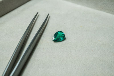 High angle view of glass on table