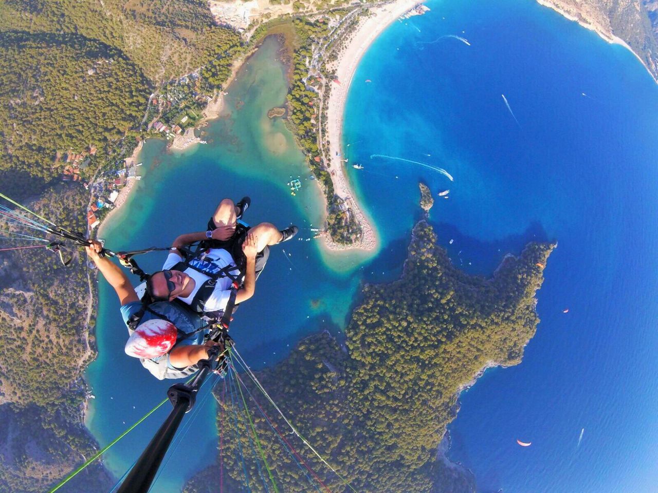 HIGH ANGLE VIEW OF MAN WITH UMBRELLA