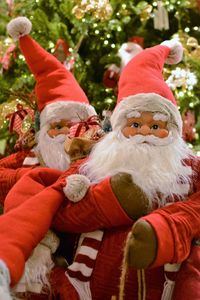 Close-up of christmas decorations on tree
