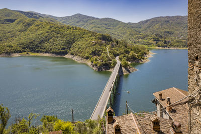 High angle view of bridge over river
