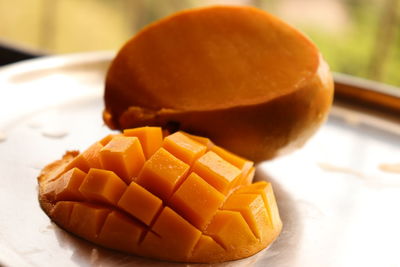 Close-up of dessert in plate on table