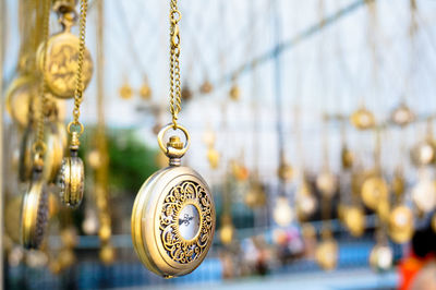 Close-up of pocket watches for sale