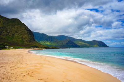 Scenic view of beach against sky