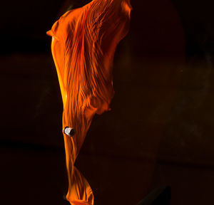 Close-up of lamp over black background