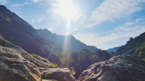 Scenic view of mountains against sky during sunset