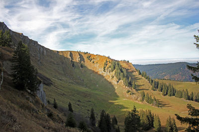 Panoramic view of landscape and mountains against sky