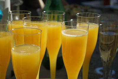 Close up of mimosa drinks