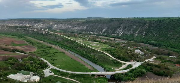 High angle view of landscape against sky