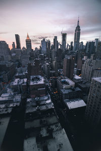 High angle view of buildings in city